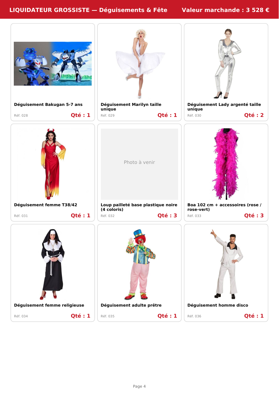 Palette #1 déguisements enfants et fêtes TATI 750 pièces Livraison incluse