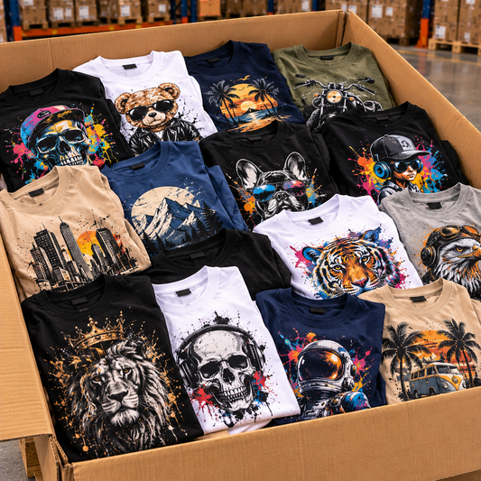 Carton revendeur C3 rempli de t-shirt
