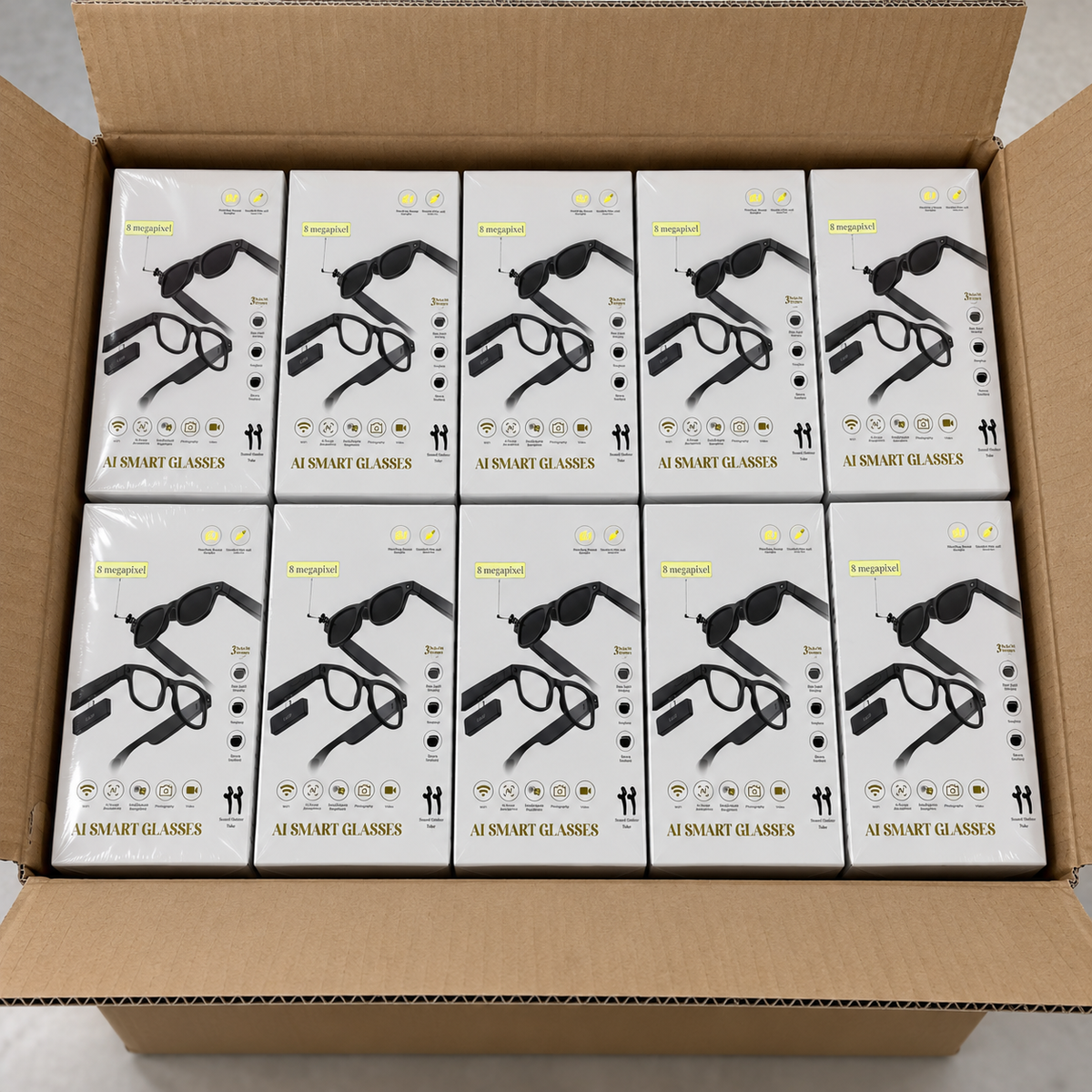 Carton de 5 x lunettes connectées IA avec vidéo