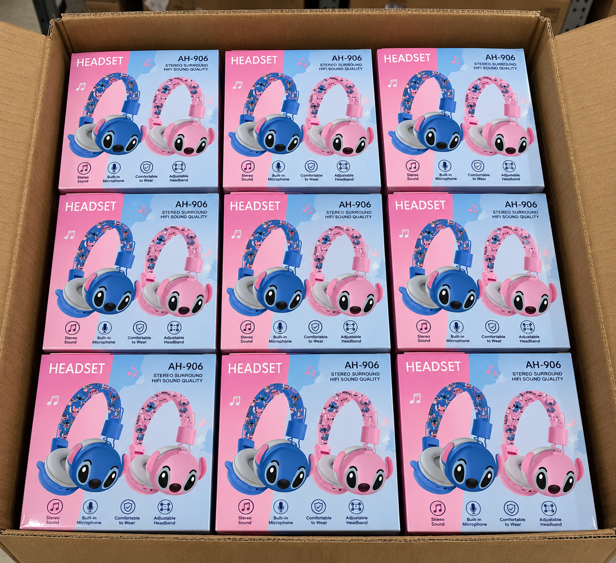 Carton revendeur de 10 x casque Bluetooth Stitch et Mario