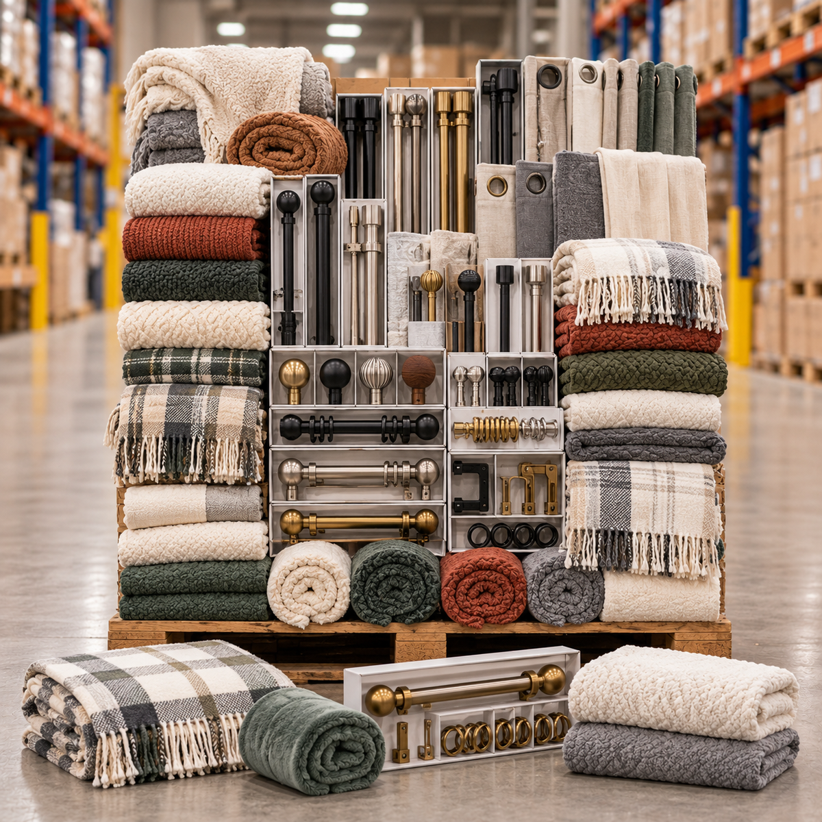 Palette #4 plaids et tringleries ??? pièces livraison incluse