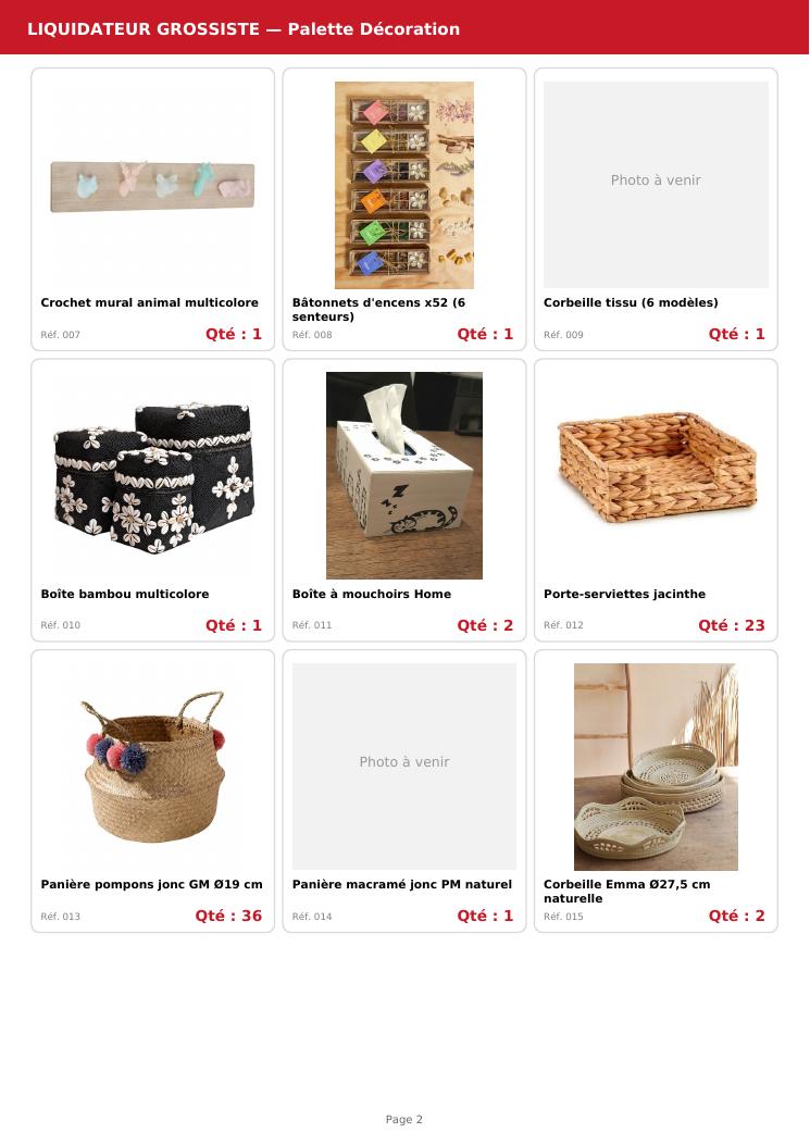 Palette #6 déco bohème et bazar maison 387 pièces livraison incluse