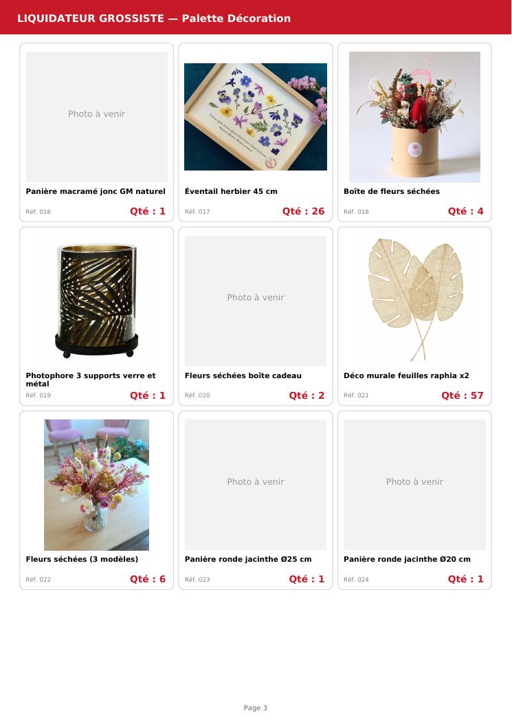 Palette #6 déco bohème et bazar maison 387 pièces livraison incluse