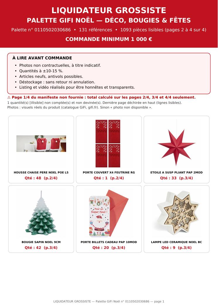 Palette #12 thème Noel et déco 900 pièces livraison incluse