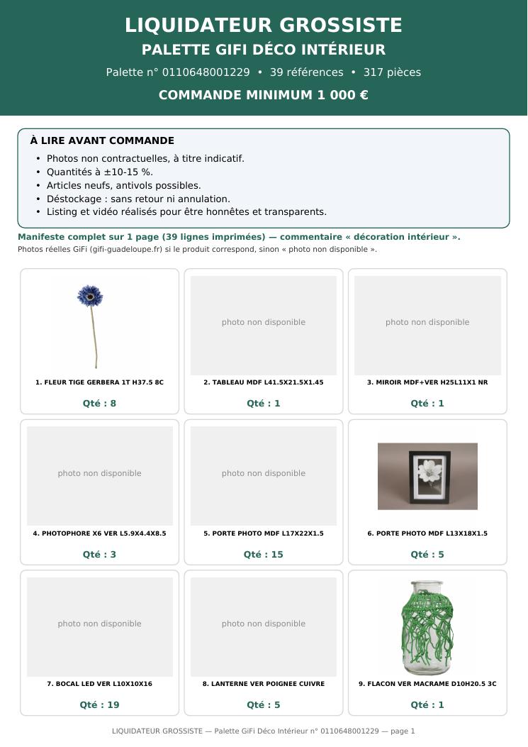 Palette #16 Deco intérieur 314 pièces livraison incluse