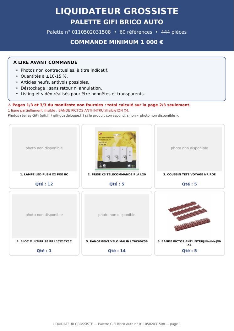 Palette #14 brico et auto 440 pièces livraison incluse