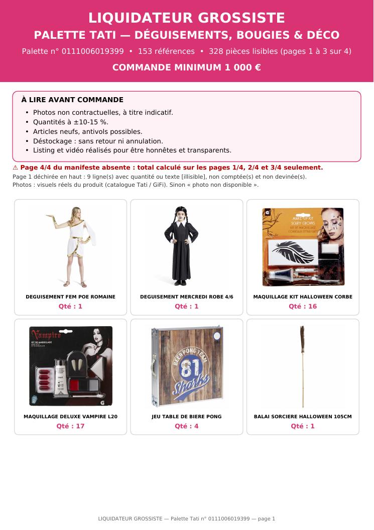 Palette #11 bazar TATI divers 328 pièces livraison incluse