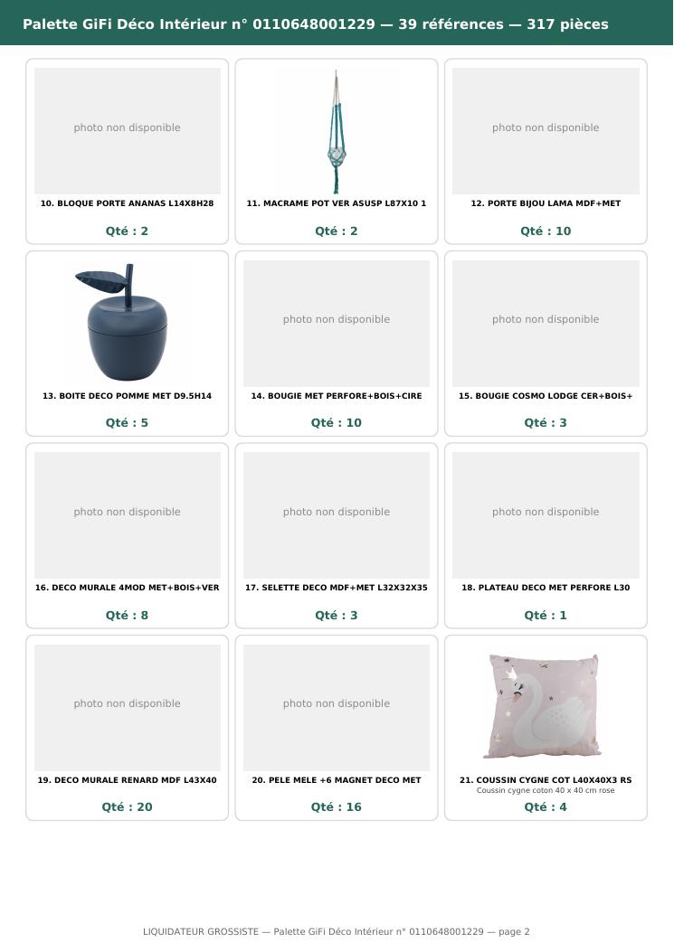 Palette #16 Deco intérieur 314 pièces livraison incluse