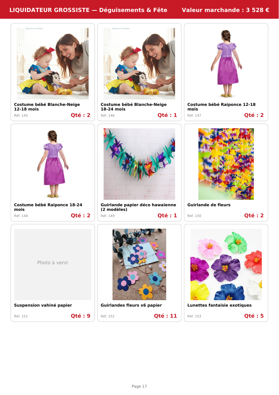 Palette #1 déguisements enfants et fêtes TATI 750 pièces Livraison incluse