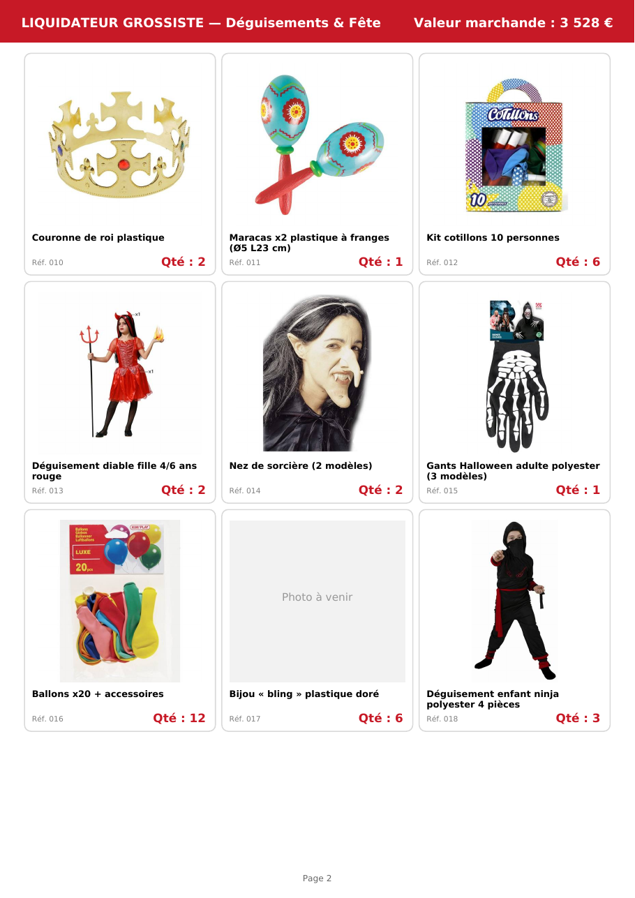 Palette #1 déguisements enfants et fêtes TATI 750 pièces Livraison incluse