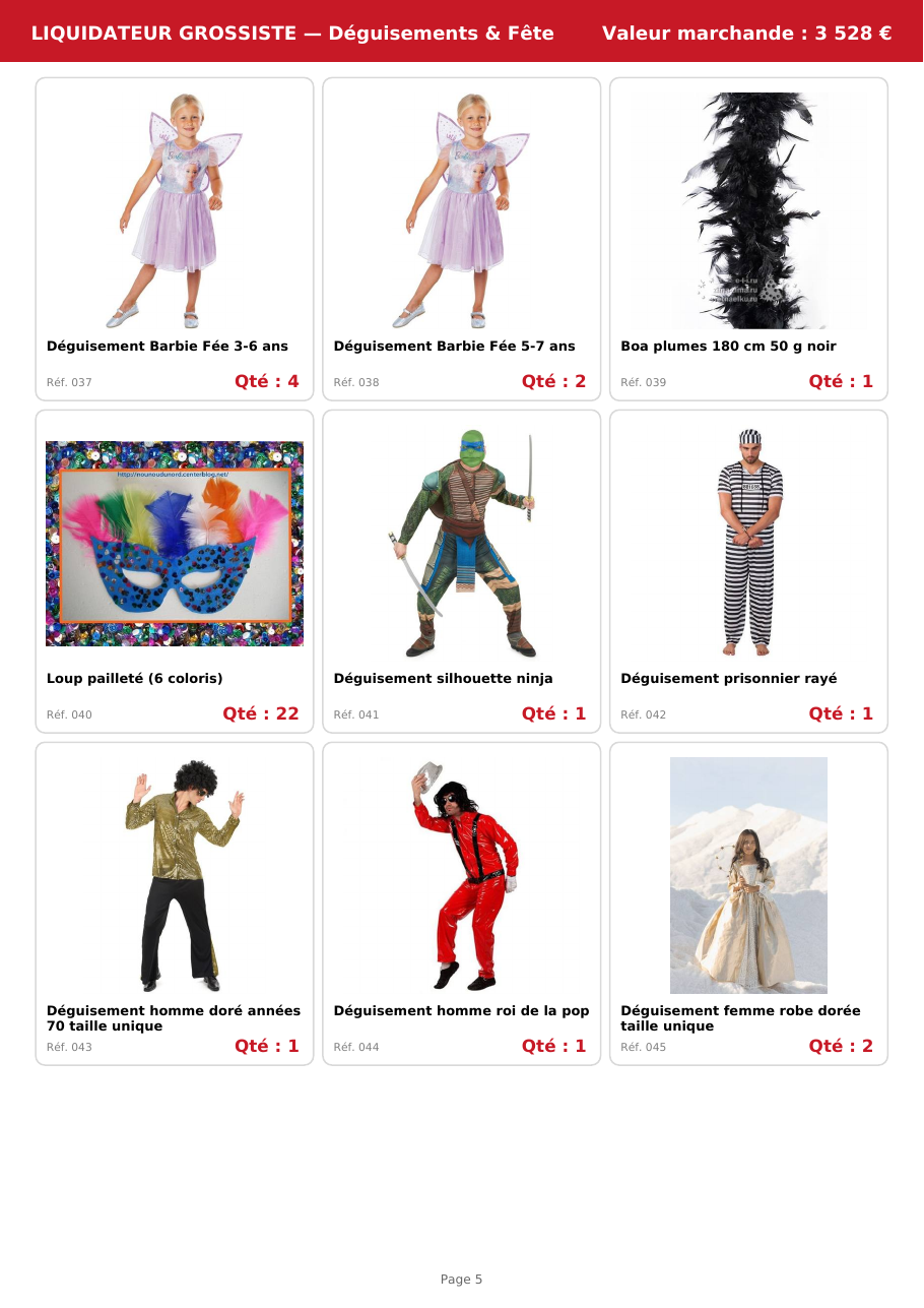 Palette #1 déguisements enfants et fêtes TATI 750 pièces Livraison incluse